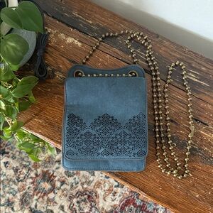 Blue Leather Crossbody Bag